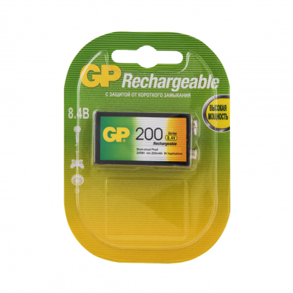 Аккумулятор GP 200mAh Крона 8,4V NiMh бл/1шт, 20R8H-2CRU1