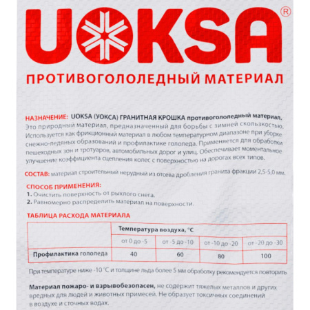 Реагент противогололедный UOKSA Гранитная крошка фр 2-5мм мешок 25кг