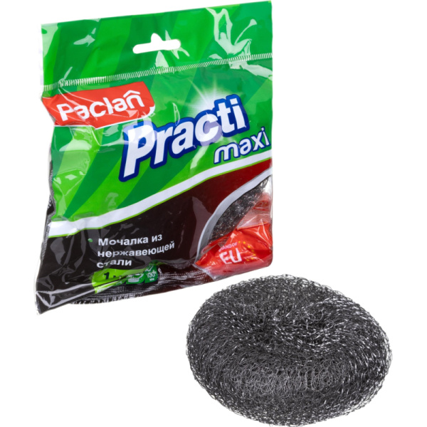 Губка мочалка металлическая большая D=9,5см.,вес=34,8гр. PACLAN