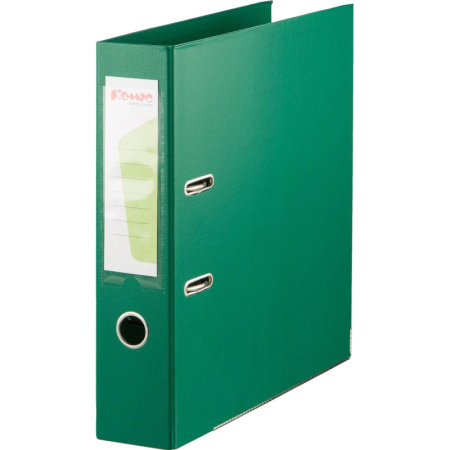 Папка-регистратор Комус Стандарт 75мм  зеленая, ПБП2, карм.кор., мет.уг