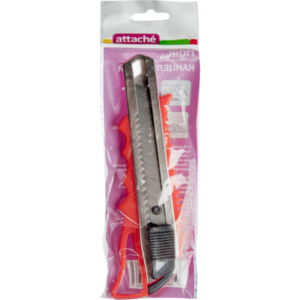 Нож канцелярский 18мм Attache с фиксатором и металлическими направляющими