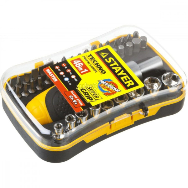 Отвертка реверсивная с насадками 46 шт  мм Stayer Compact-46 25084-H46