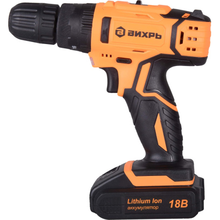 Дрель-шуруповерт аккум. ударная ВИХРЬ ДА-18Л-2кУ 45Нм, 2АКБ(2Ач) (72/14/17)