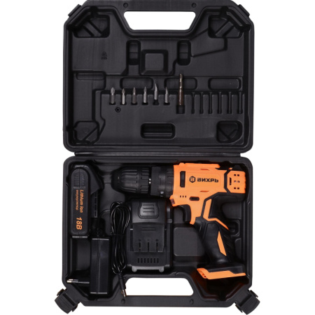 Дрель-шуруповерт аккум. ударная ВИХРЬ ДА-18Л-2кУ 45Нм, 2АКБ(2Ач) (72/14/17)
