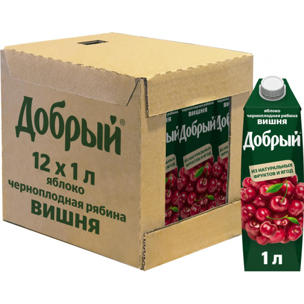 Сок Добрый яблоко-вишня-черноплодная рябина 1л. т/пак