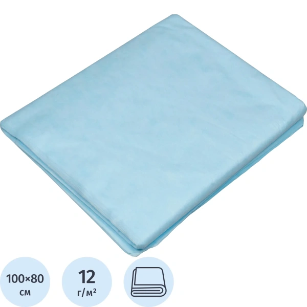Простыня 100x80, смс, голубой, Стандарт, 50шт/уп, 00-975