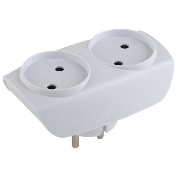 Тройник ЭРА, 2 роз/16А/3500Вт, без заземл, белый, SP-2-W