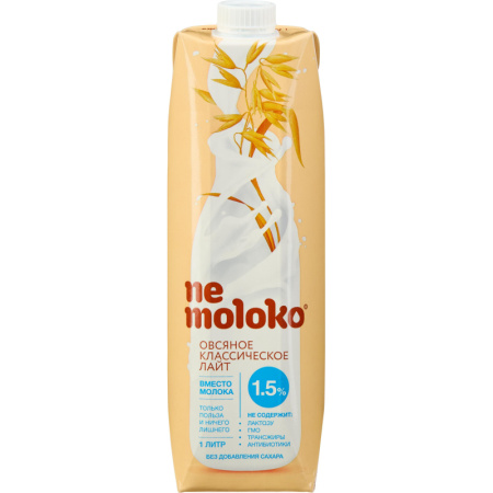 Напиток овсяный Nemoloko лайт классич.с кальцием и витам В2 1,5% 1 л 0892