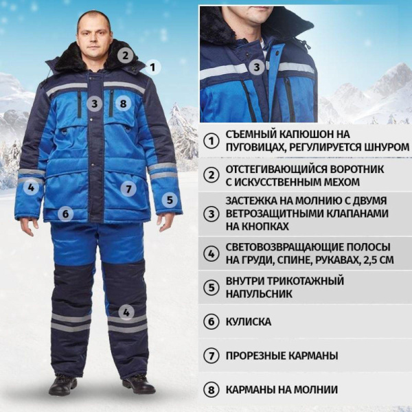 Костюм рабочий зимний муж з03-КПК вас/син (р.60-62) 182-188