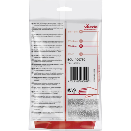 Перчатки резиновые ViledaProfes латекс хлопков.напыл красный рM 100750,ПС