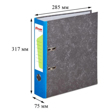 Папка-регистратор Комус мрамор.карт 75мм син кореш,бума/бум,карм.кор,мет.уг