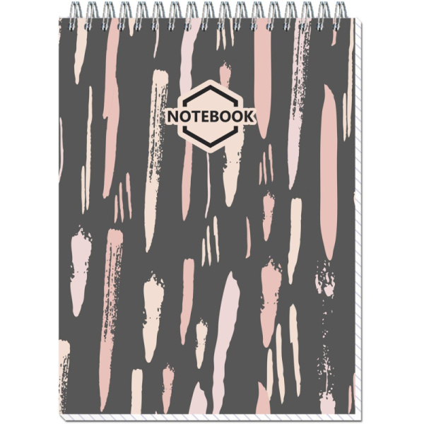 Блокнот А5,40л,клетка,метал.гребень,цв.обложка Стильный Офис 2935 в ассорт