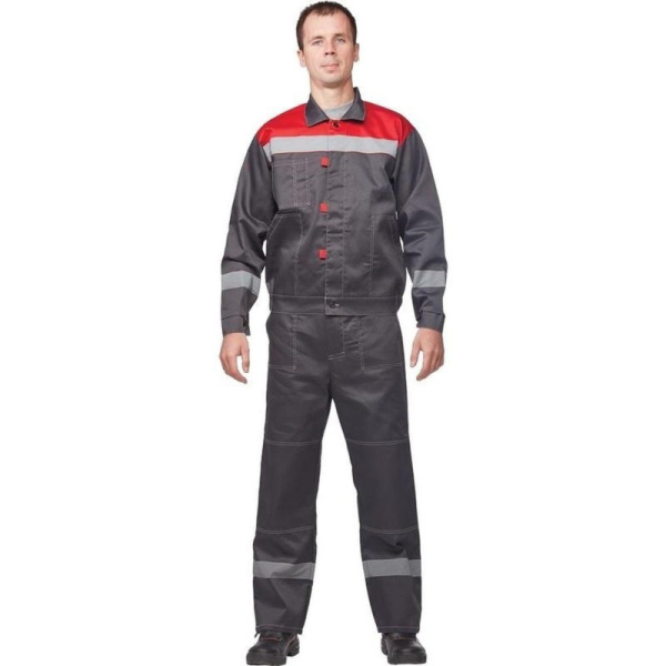 Костюм рабочий летний муж. Л20-КБР сер/красн (р.56-58) 182-188 (Арсенал-СП)