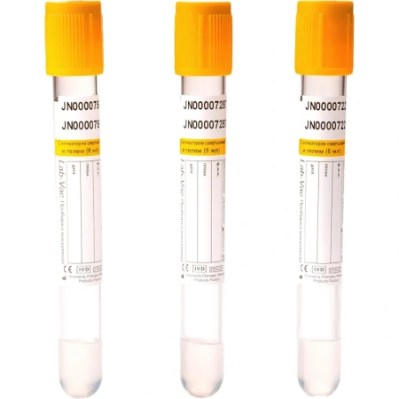 Вакуумные пробирки с акт-ром сверт и гелем 6 мл (13х100мм) Lab-Vac 100шт/уп