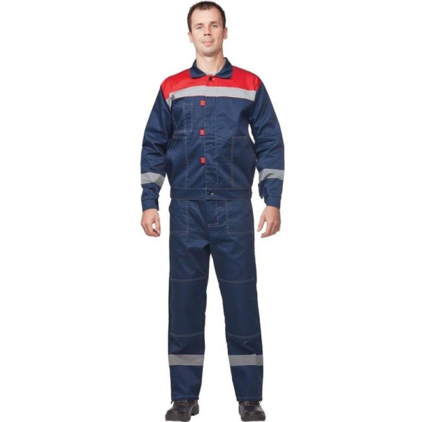 Костюм рабочий летний муж. л20-КБР син/красн (р.60-62) 182-188 (Арсенал-СП)
