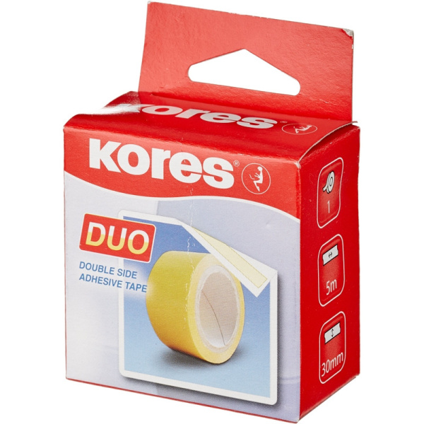 Клейкая лента канцелярская KORES двусторонняя 30х5 55530