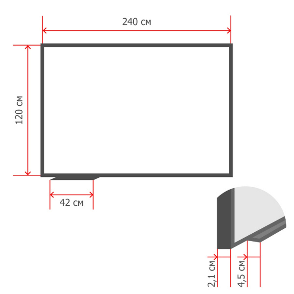 Доска магнитно-маркерная 120х240 лак Комус Premium алюмин. Рама