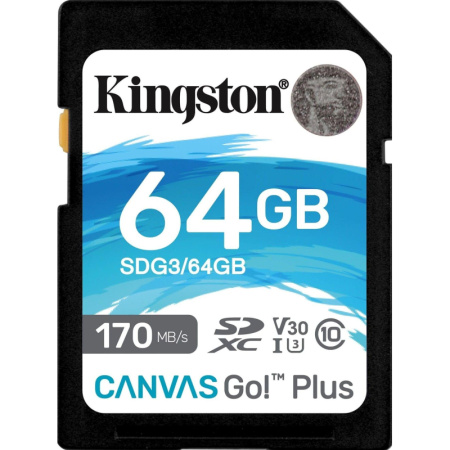 Карта памяти Kingston Canvas Go! Plus SDXC UHS-I Cl10, SDG3/64Gb