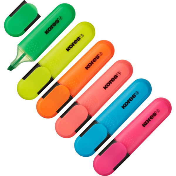 Набор текстовыделителей Kores BRIGHT LINER PLUS,ск нак,0,5-5мм,6цв