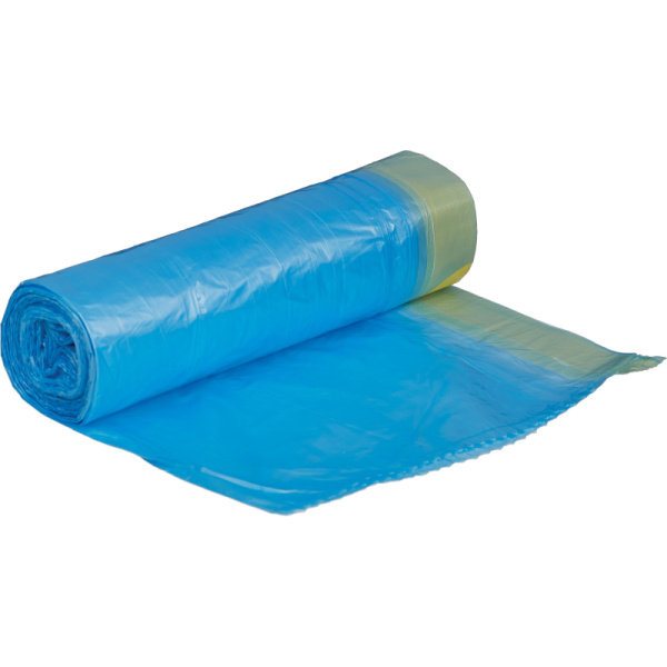 Мешки для мусора ПНД 35л 12мкм 15шт/уп синие Bioразл 50х60см Комус с завяз