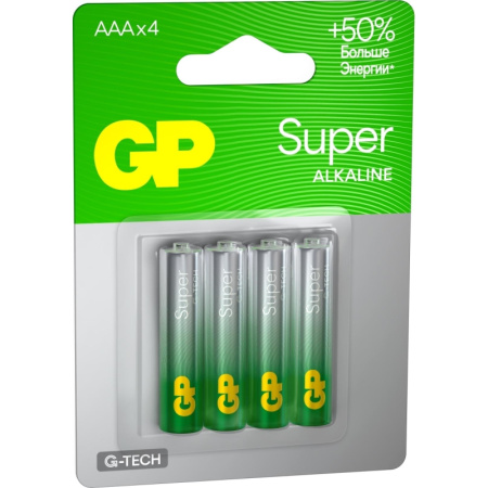 Батарейка GP Super AAA/LR03/24A 24A-2CR4/24AA21-2CRSBC4 алкалин., бл/4