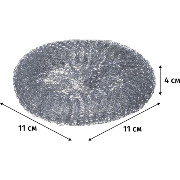 Губка мочалка спираль металлическая Luscan 110х110х40мм 40г