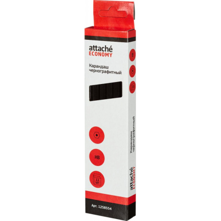 Карандаш чернографитный Attache Economy плаcтик, б/ластика, HB, черн.корпус