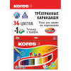 Карандаши цветные 36цв 3-гран,точилка Kores 93336.01