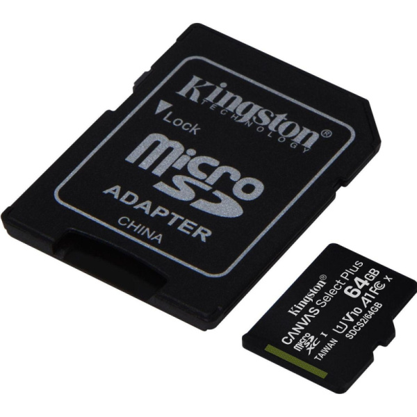 Карта памяти Kingston Canvas Select Plus microSDXC UHS-I +ад, SDCS2/64Gb