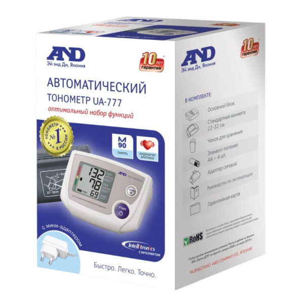 Тонометр AND UA-777 адаптер+стандартная манжета