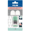 Ластик-точилка Milan CAPSULE SILVER+2 зап.ластика, цв в асс, блистBYM10356