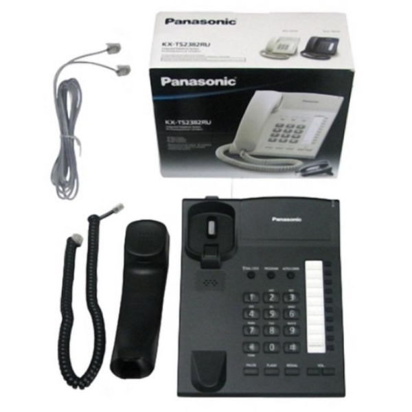 Телефон проводной Panasonic KX-TS2382RUB чер(KX-TS2382RUB)
