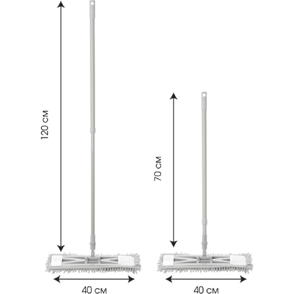 Швабра флаундер с насадкой из микрофибры (шенилл)
