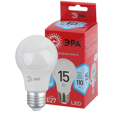Лампа светодиодная ЭРА LED A60-15W-840-E27 R 15Вт Е27 4000К Б0046356