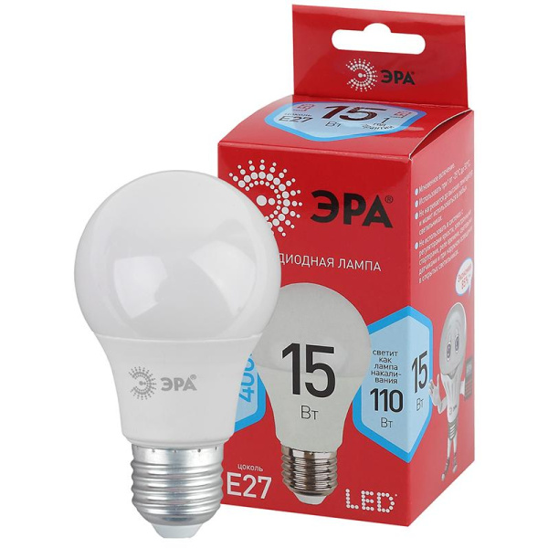 Лампа светодиодная ЭРА LED A60-15W-840-E27 R 15Вт Е27 4000К Б0046356
