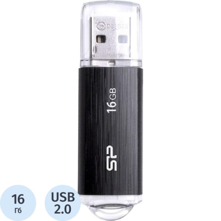 Флеш-память Silicon Power Ultima U02, 16Gb, USB 2.0, чер, SP016GBUF2U02V1K