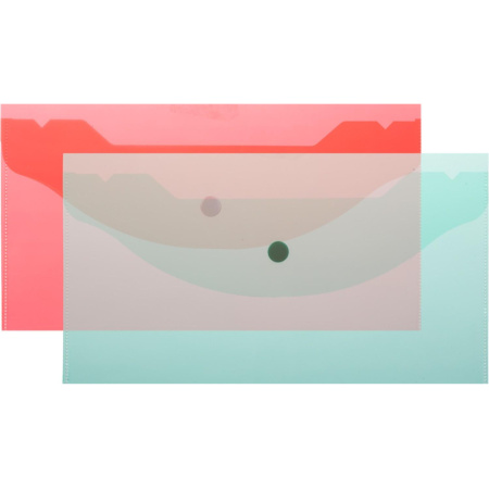 Папка-конверт на кнопке А6 135x250мм,Attache 180мкм, ассорти, 10шт.уп