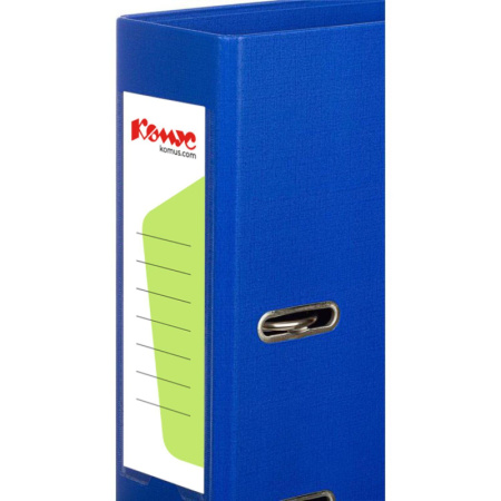 Папка-регистратор Комус Стандарт 75мм синяя, ПБП2, карм.кор., мет.уг
