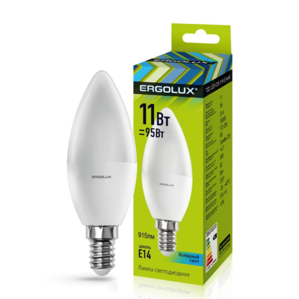 Лампа светодиодная Ergolux LED-C35-11W-E14-4K,Свеч