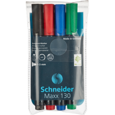 Маркер перманентный SCHNEIDER Maxx 130 набор 4 цв