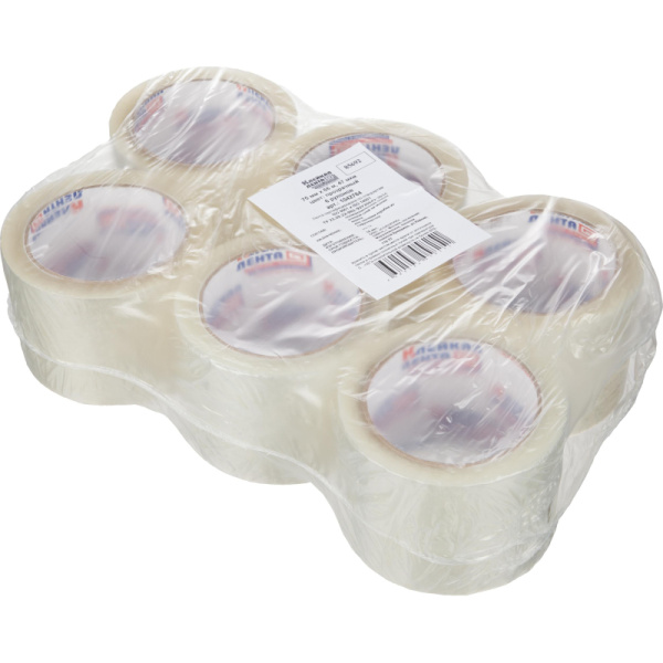 Клейкая лента упаковочная 75мм х 66м 47мкм прозрачная Россия 6 шт/уп