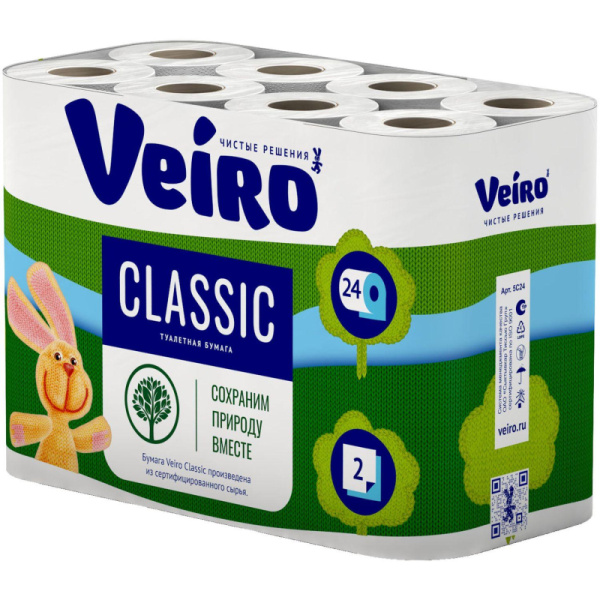 Бумага туалетная Linia Veiro Classic 2сл бел втор 17,5м 140л24рул/уп 5с224
