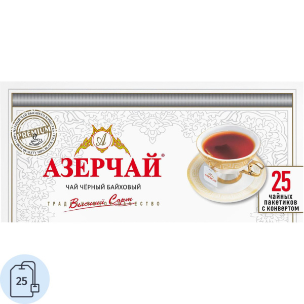 Чай Азерчай Премиум чай черный в пакетиках сашетах, 25 шт 166573