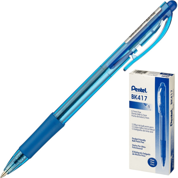 Ручка шариковая автомат. PENTEL BK417-С рез.манж.син ст. 0,7мм