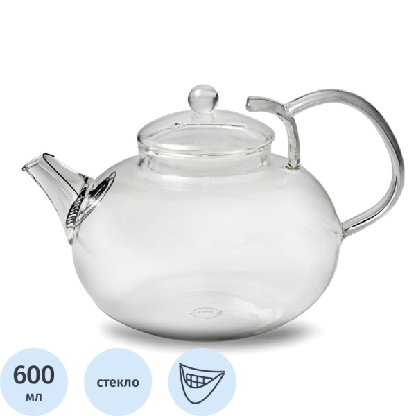 Чайник заварочный 600мл стекл. ИВАН-ЧАЙ (пружина в носике) (TP106)