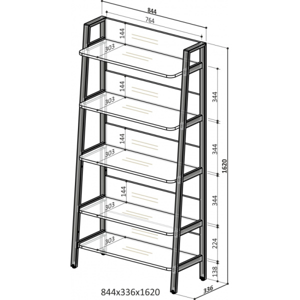 Стеллаж IN Homeoffice 844x335x1620 Дуб натуральный