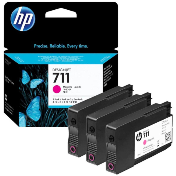 Картридж струйный HP 711 CZ135A пурп. для DgnJ T120/520 (3шт/уп)