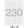 Этикетки самоклеящиеся  18х12 мм/230шт. на листе А4 (100 л