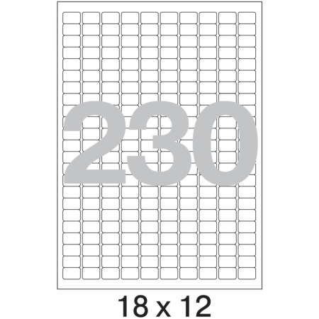 Этикетки самоклеящиеся  18х12 мм/230шт. на листе А4 (100 л