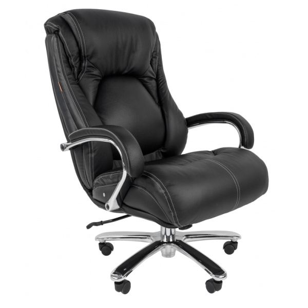 Кресло VT_CHAIRMAN 402 кожа черная, хром